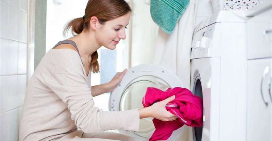 a woman doing laundry