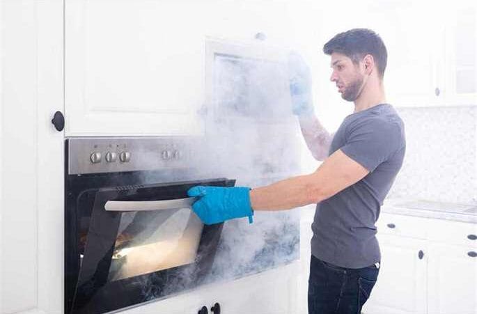 a man burned food in the stove